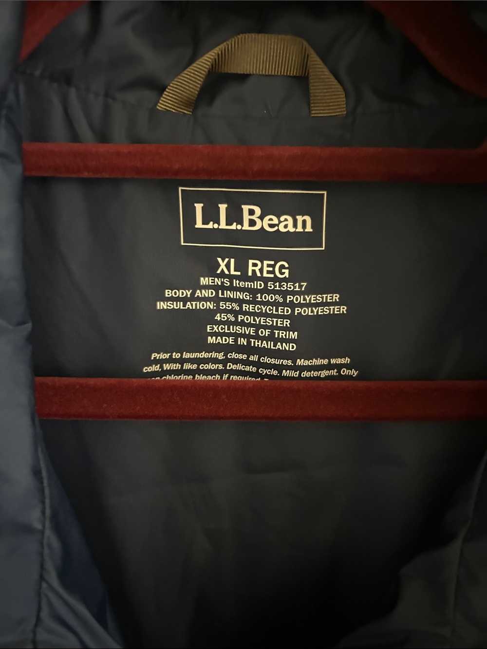 L.L. Bean Men's Colorblock Puffer Vest in Navy, Olive & Tan - Picture 3 of 4